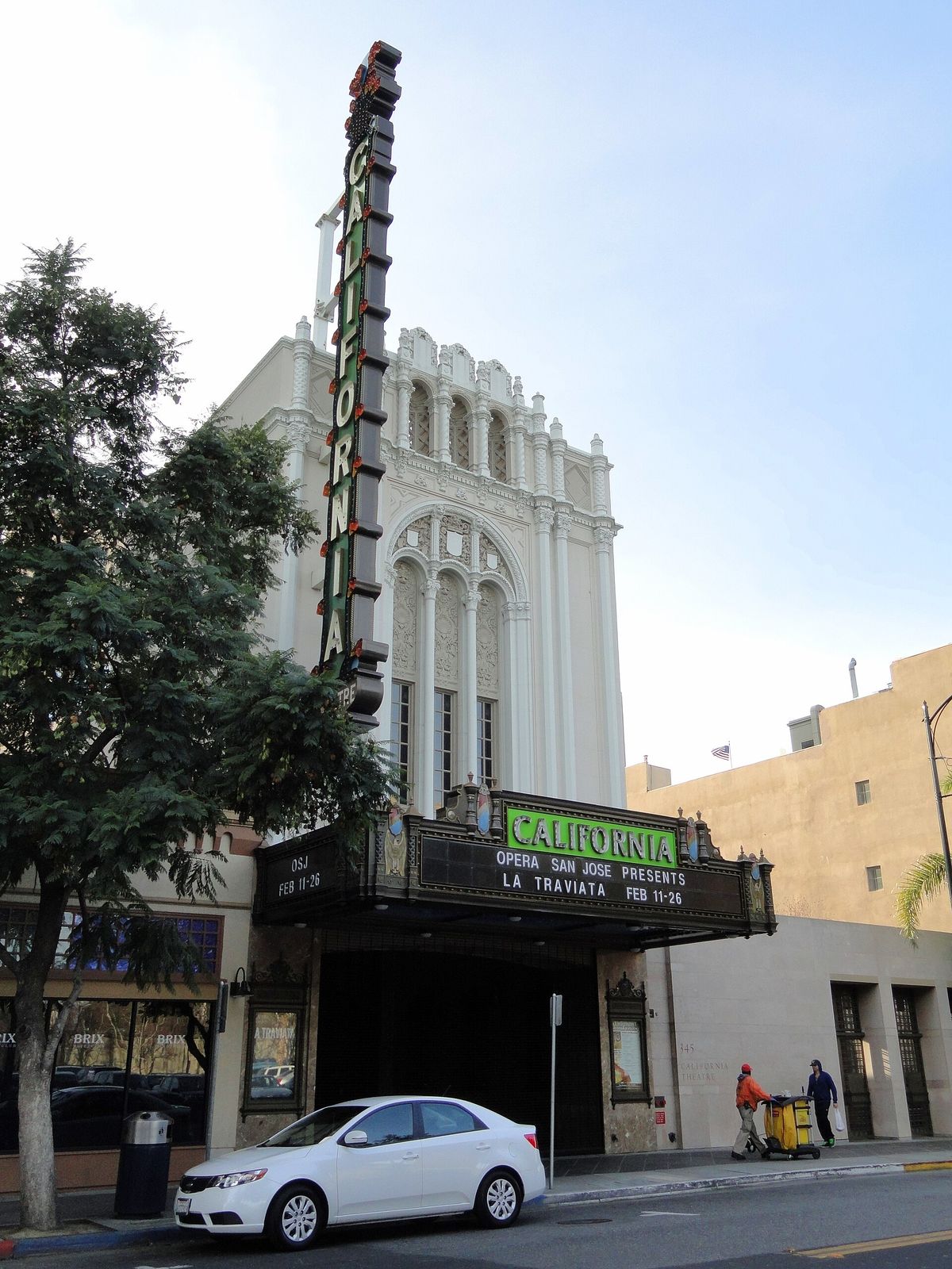 The vertical sign of the California Theatre on South First Street