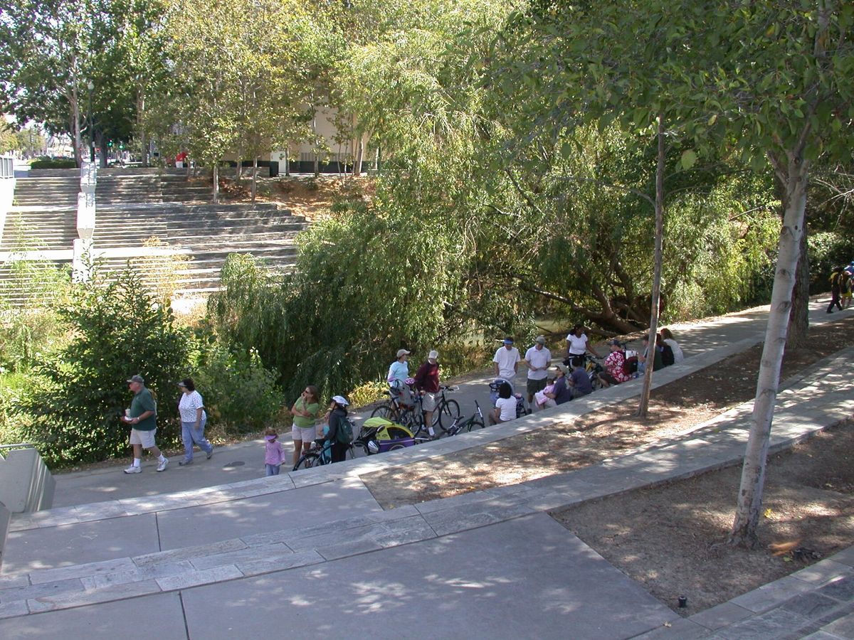 Visitors in Guadalupe River Park in 2005, the year it opened