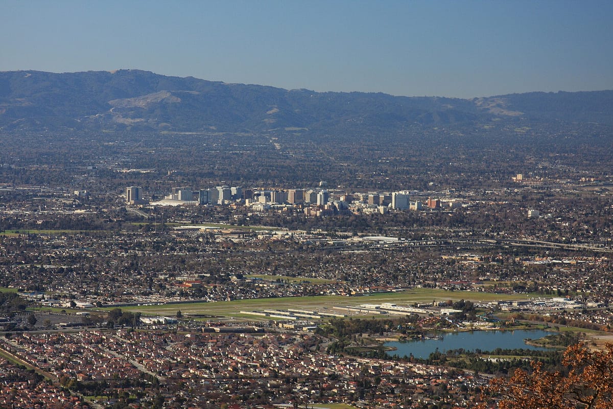 The downtown San Jose skyline on a clear day