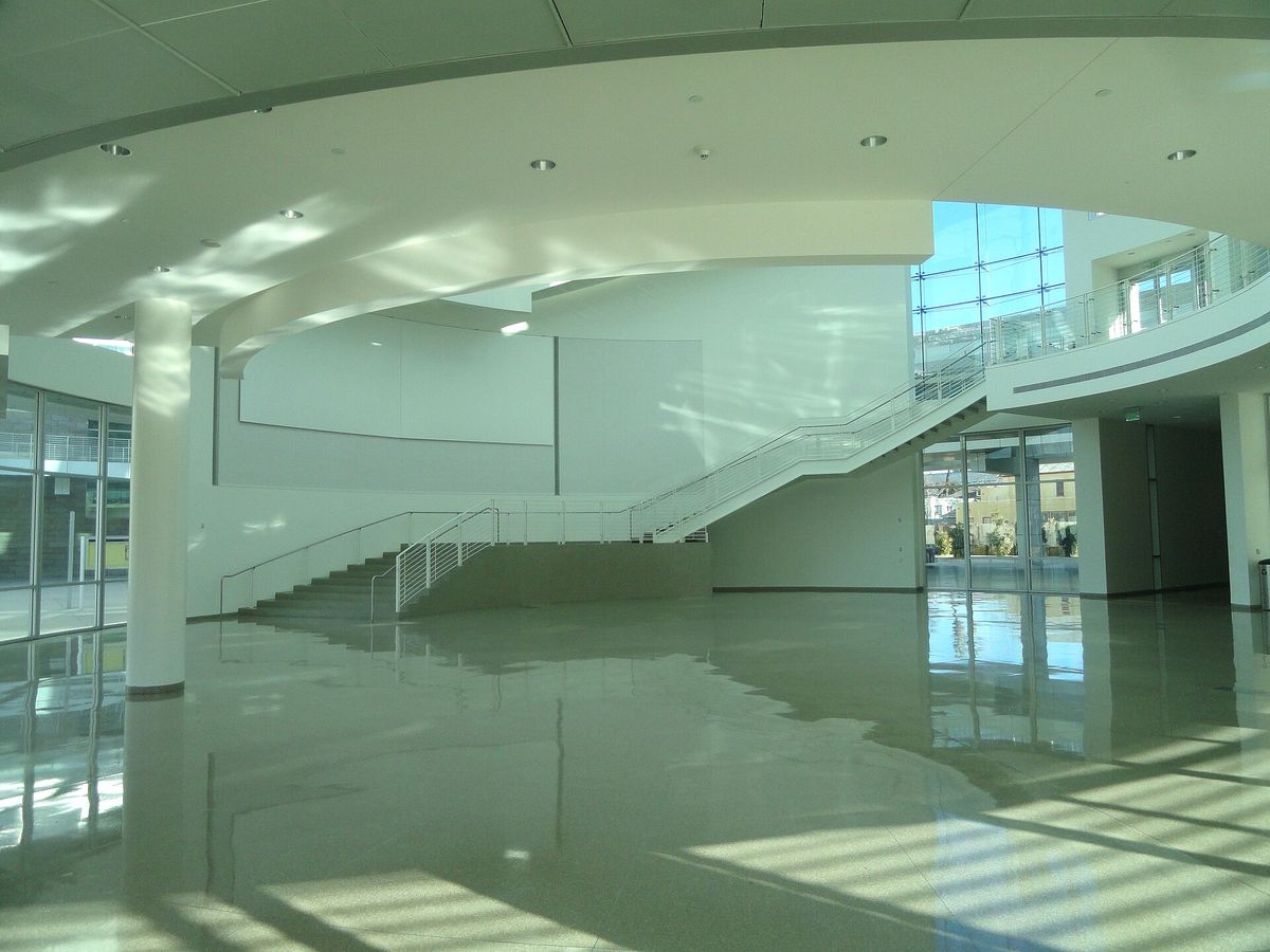 Inside the glass rotunda of San Jose City Hall