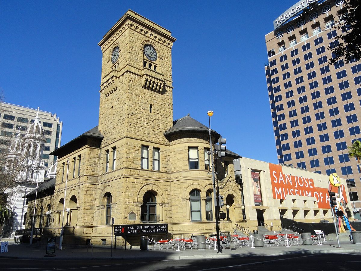 The sandstone post office of 1892, now the historic wing of the San José Museum of Art